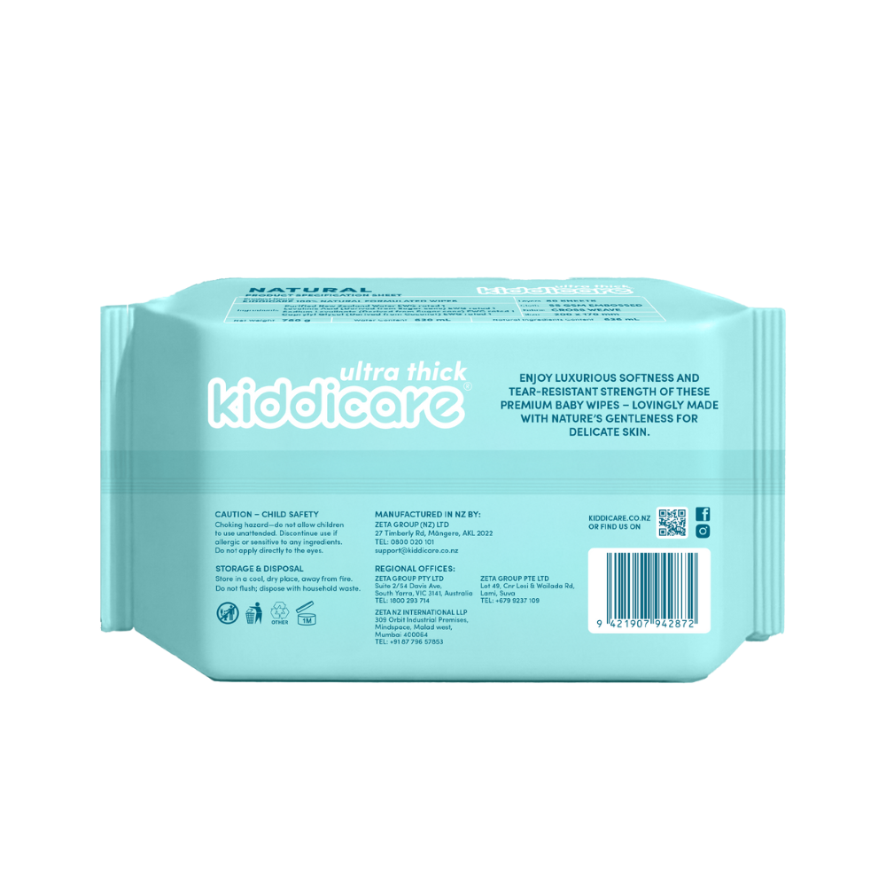 Kiddicare Ultra Thick 100% Natural Ingredients - 80 Wipes